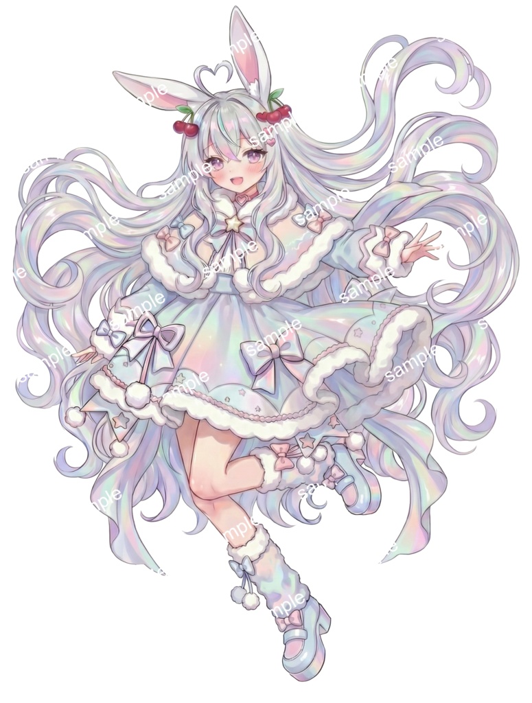 【限定1点】オーロラ髪のサクランボ白ウサギちゃん【Vライバーデビューフルセット】