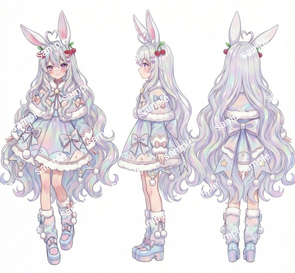 【限定1点】オーロラ髪のサクランボ白ウサギちゃん【Vライバーデビューフルセット】