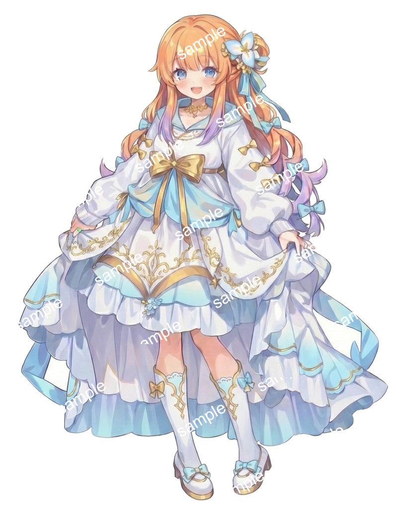 【限定1点・魂募集】オレンジ髪のお姫様ちゃん【Vライバーデビューフルセット/立ち絵・キービジュアル・SD】