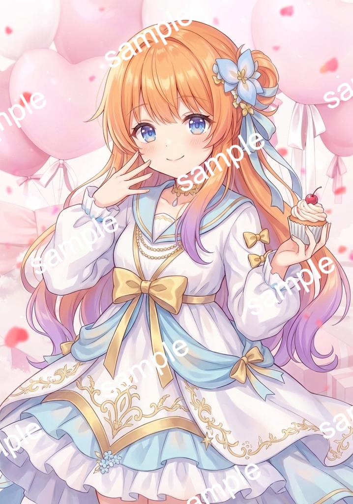 【限定1点・魂募集】オレンジ髪のお姫様ちゃん【Vライバーデビューフルセット/立ち絵・キービジュアル・SD】