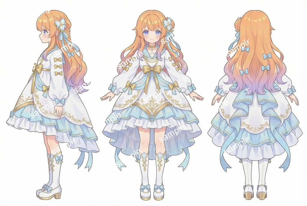 【限定1点・魂募集】オレンジ髪のお姫様ちゃん【Vライバーデビューフルセット/立ち絵・キービジュアル・SD】