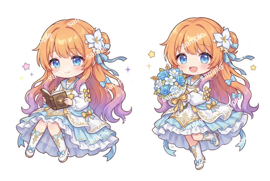 【限定1点・魂募集】オレンジ髪のお姫様ちゃん【Vライバーデビューフルセット/立ち絵・キービジュアル・SD】