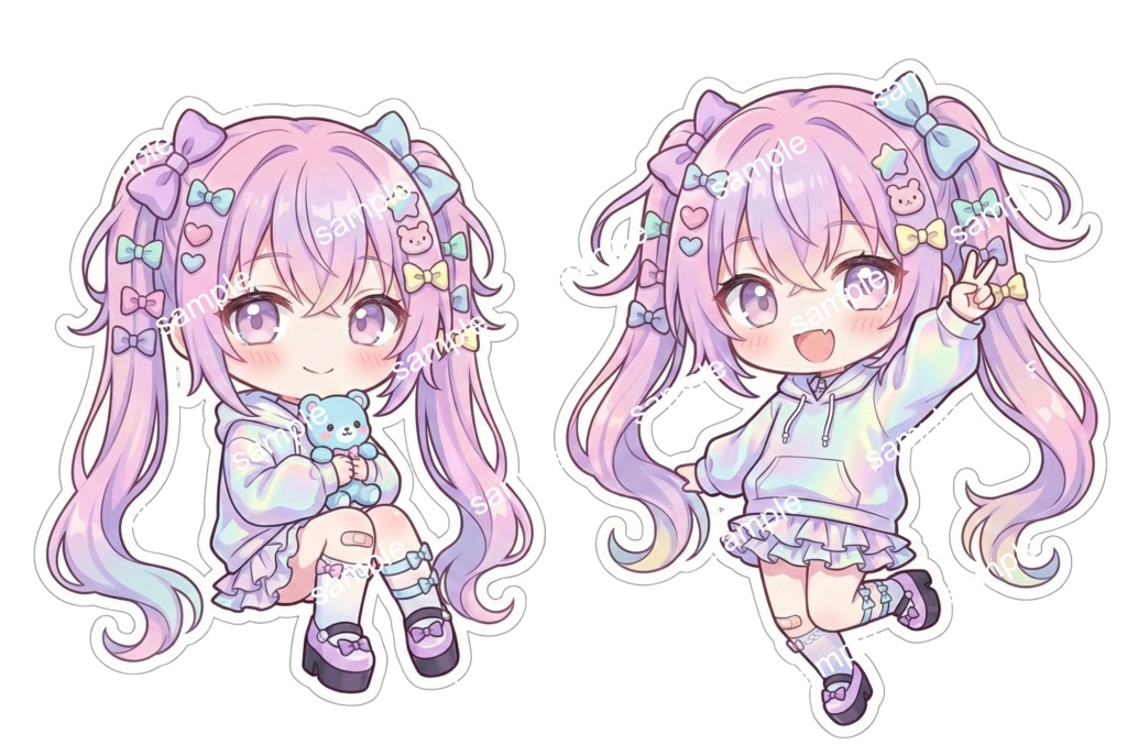 【限定1点】パステルグラデ髪のリボンたっぷりパーカーちゃん【Vライバーデビューフルセット】