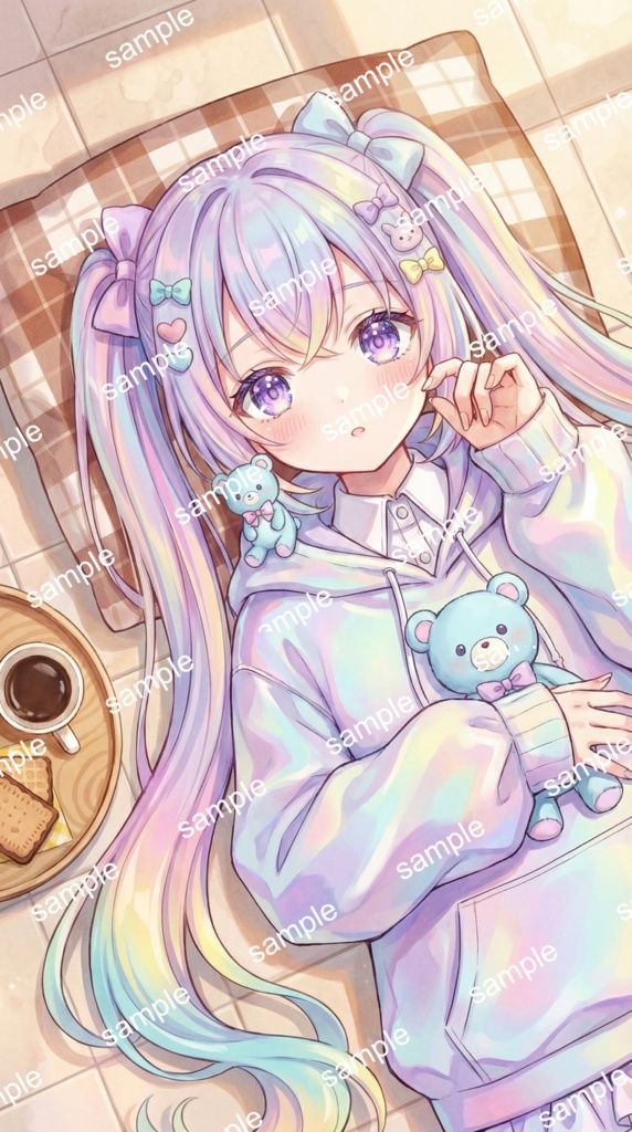 【限定1点】パステルグラデ髪のリボンたっぷりパーカーちゃん【Vライバーデビューフルセット】