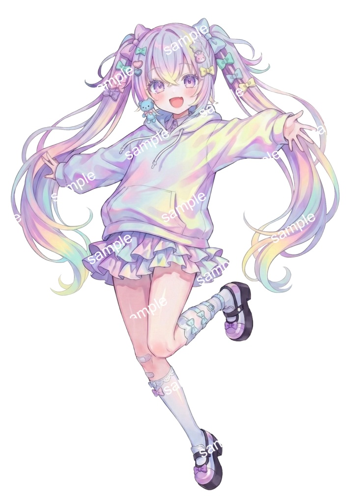 【限定1点】パステルグラデ髪のリボンたっぷりパーカーちゃん【Vライバーデビューフルセット】