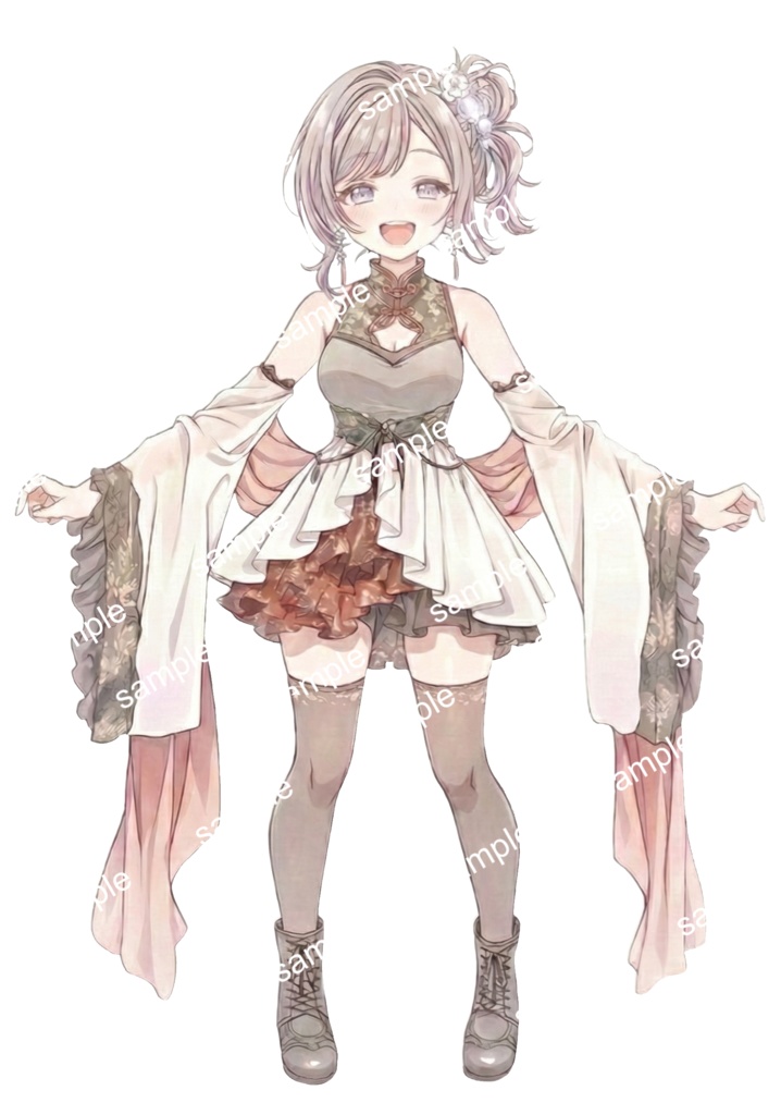 【限定1点】灰髪サイドテールのモダンチャイナ娘【Vライバーデビューフルセット】