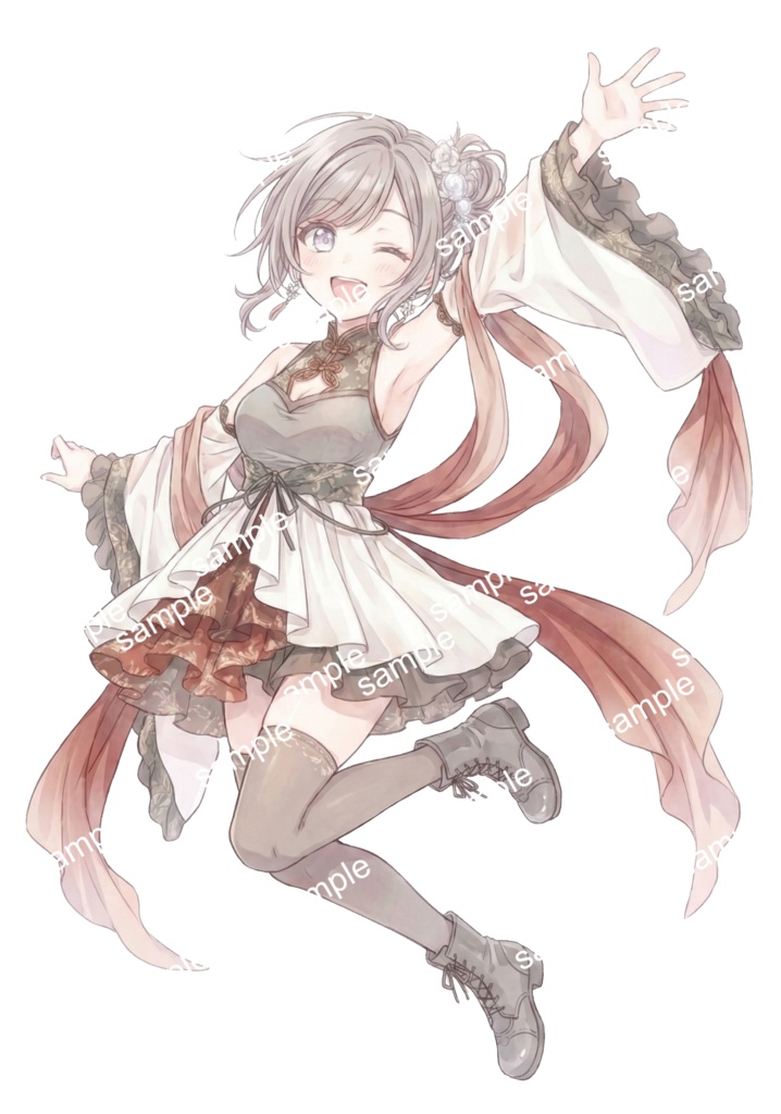 【限定1点】灰髪サイドテールのモダンチャイナ娘【Vライバーデビューフルセット】