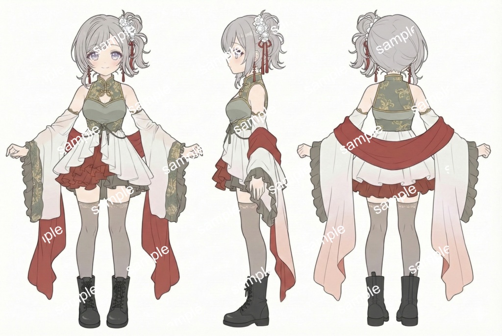 【限定1点】灰髪サイドテールのモダンチャイナ娘【Vライバーデビューフルセット】