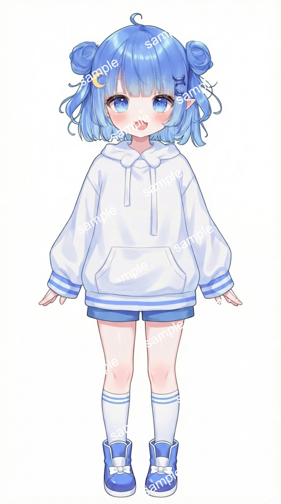 【限定1点】お団子ヘアの水色パーカーっ子【Vライバーデビューフルセット】