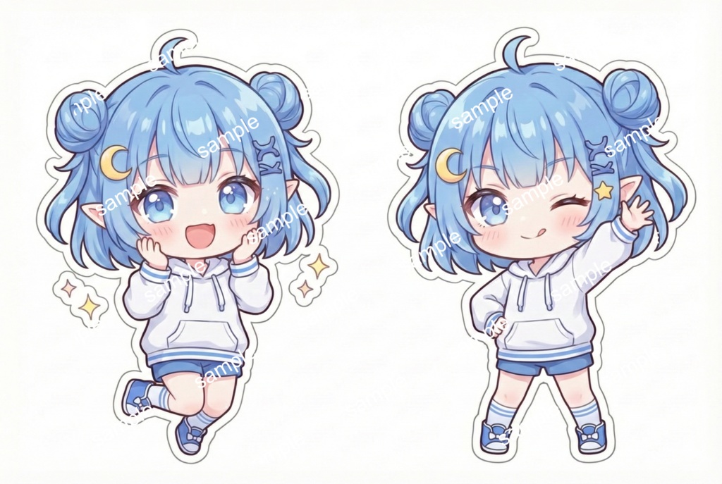 【限定1点】お団子ヘアの水色パーカーっ子【Vライバーデビューフルセット】