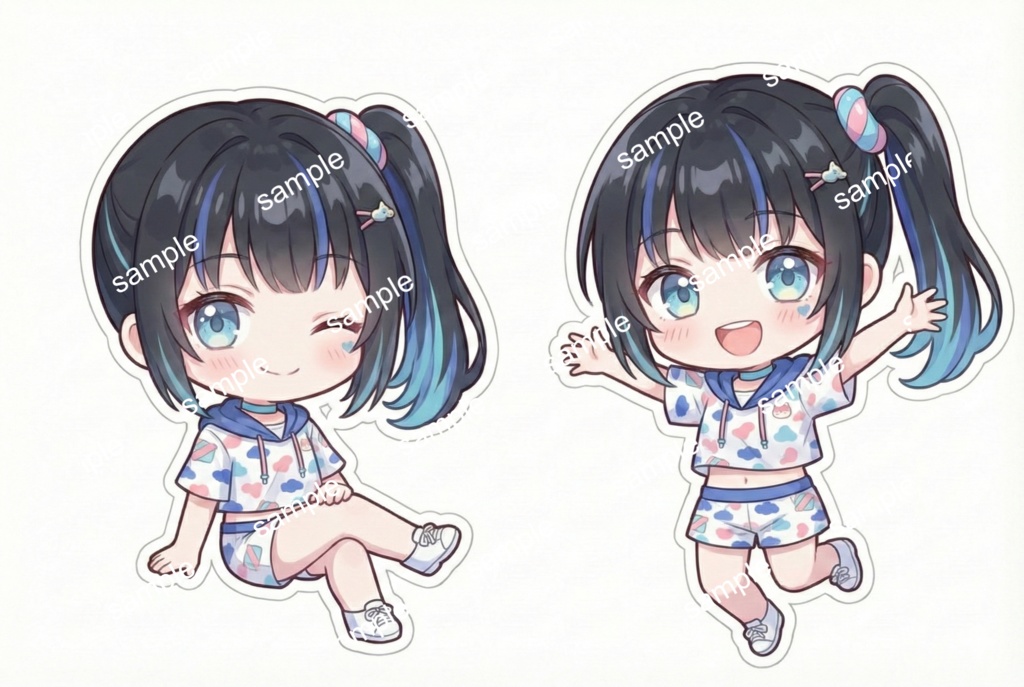 【限定1点】雲柄セットアップの元気なサイドポニー【Vライバーデビューフルセット】