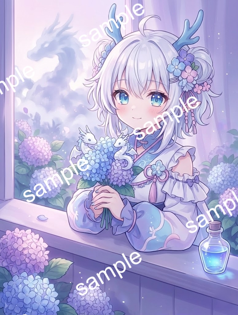 【限定1点】白龍と波の花飾りの和風ファンタジー少女【Vライバーデビューフルセット】