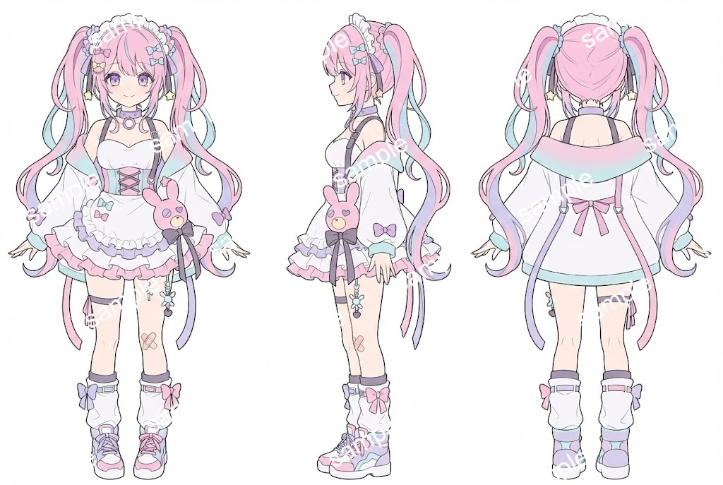 【限定1点】ゆめかわウサギと包帯のパステルメイド少女【Vライバーデビューフルセット】