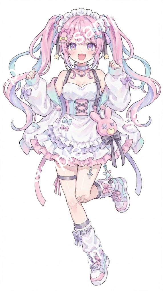 【限定1点】ゆめかわウサギと包帯のパステルメイド少女【Vライバーデビューフルセット】