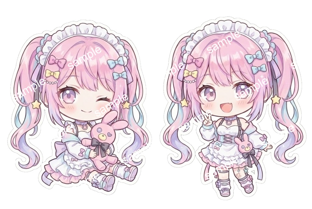 【限定1点】ゆめかわウサギと包帯のパステルメイド少女【Vライバーデビューフルセット】