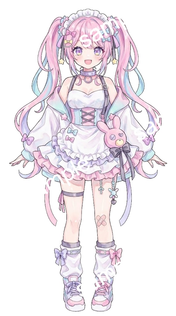 【限定1点】ゆめかわウサギと包帯のパステルメイド少女【Vライバーデビューフルセット】