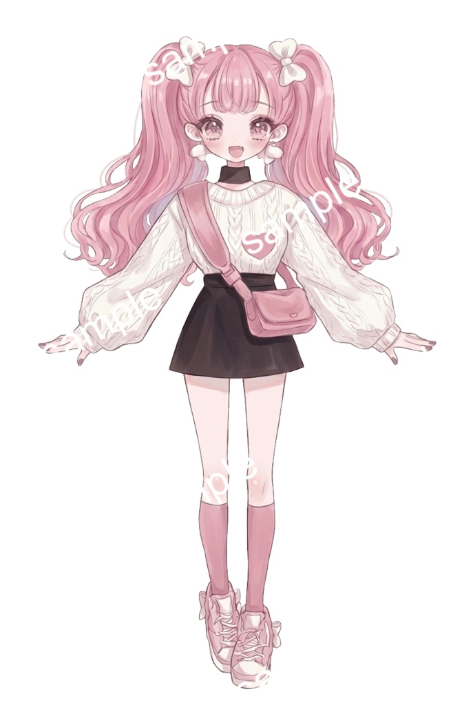 【限定1点】ハート柄白ニットの王道ピンクツインテ少女【Vライバーデビューフルセット】