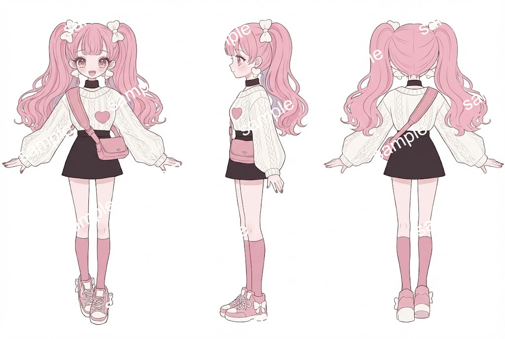 【限定1点】ハート柄白ニットの王道ピンクツインテ少女【Vライバーデビューフルセット】