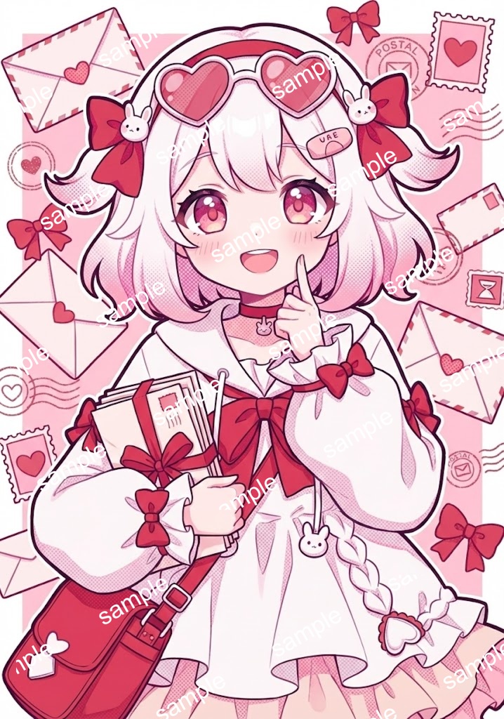 【限定1点】ハートサングラスと赤リボンの白パーカーっ子【Vライバーデビューフルセット】