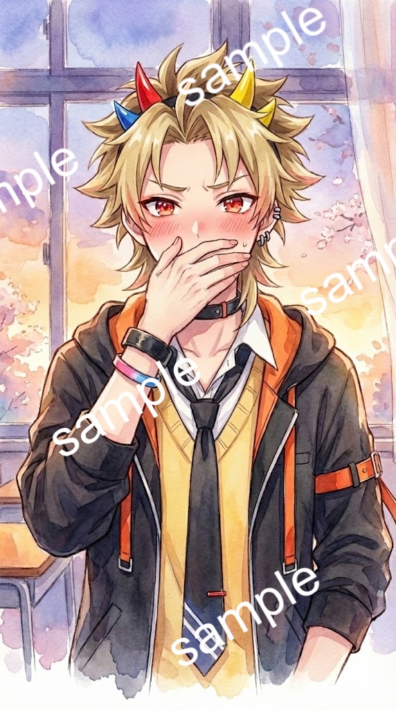 【限定1点】カラフル角とパーカー制服のヤンチャ鬼男子【Vライバーデビューフルセット】