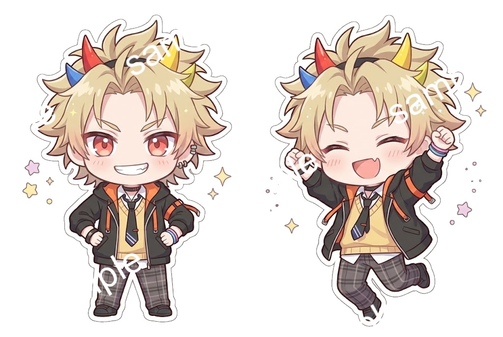 【限定1点】カラフル角とパーカー制服のヤンチャ鬼男子【Vライバーデビューフルセット】