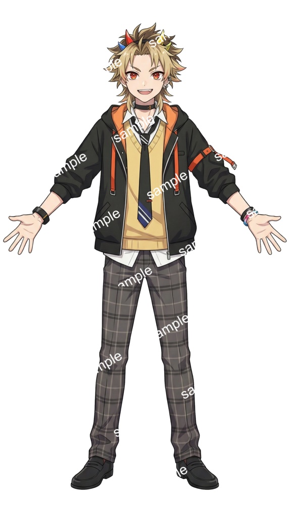 【限定1点】カラフル角とパーカー制服のヤンチャ鬼男子【Vライバーデビューフルセット】