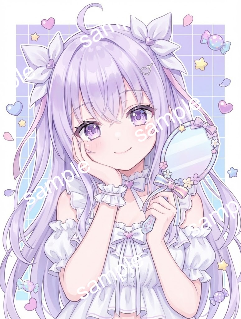 【限定1点】白フリルのルームウェア姿なラベンダー髪の天使【Vライバーデビューフルセット】