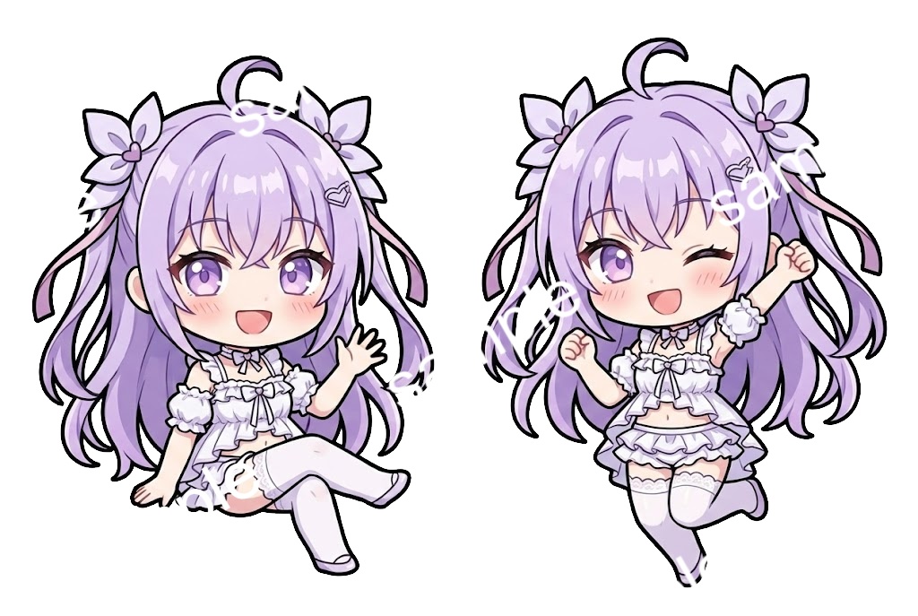 【限定1点】白フリルのルームウェア姿なラベンダー髪の天使【Vライバーデビューフルセット】