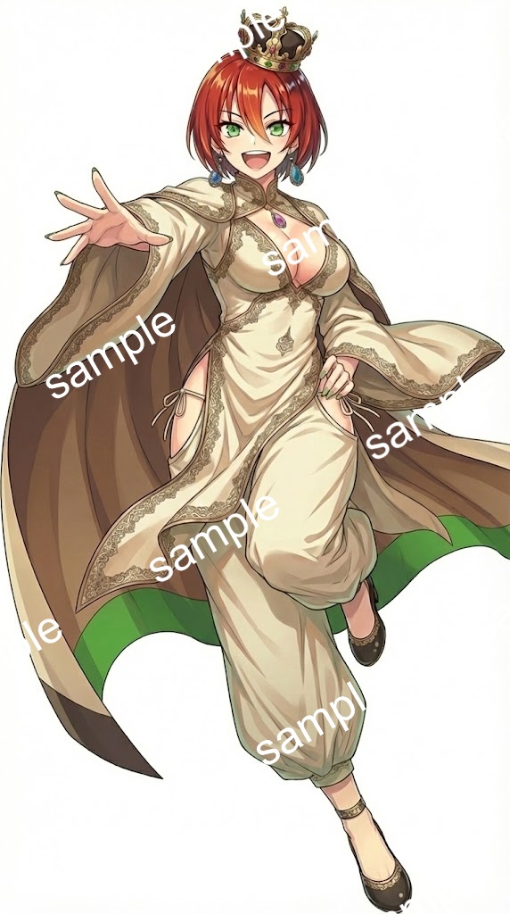 【限定1点】気高き赤髪の女帝!王冠と異国風ドレスの女王【Vライバーデビューフルセット】