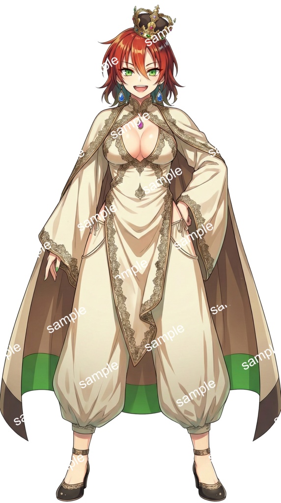 【限定1点】気高き赤髪の女帝!王冠と異国風ドレスの女王【Vライバーデビューフルセット】