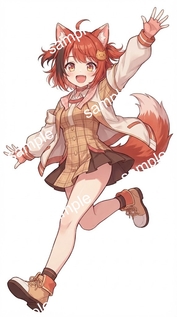 【限定1点】元気ハツラツ!オッドアイの赤髪猫耳ガール【Vライバーデビューフルセット】