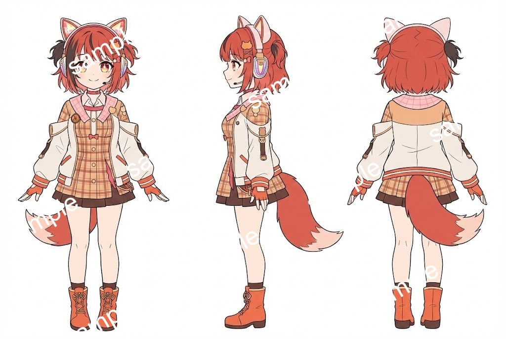 【限定1点】元気ハツラツ!オッドアイの赤髪猫耳ガール【Vライバーデビューフルセット】