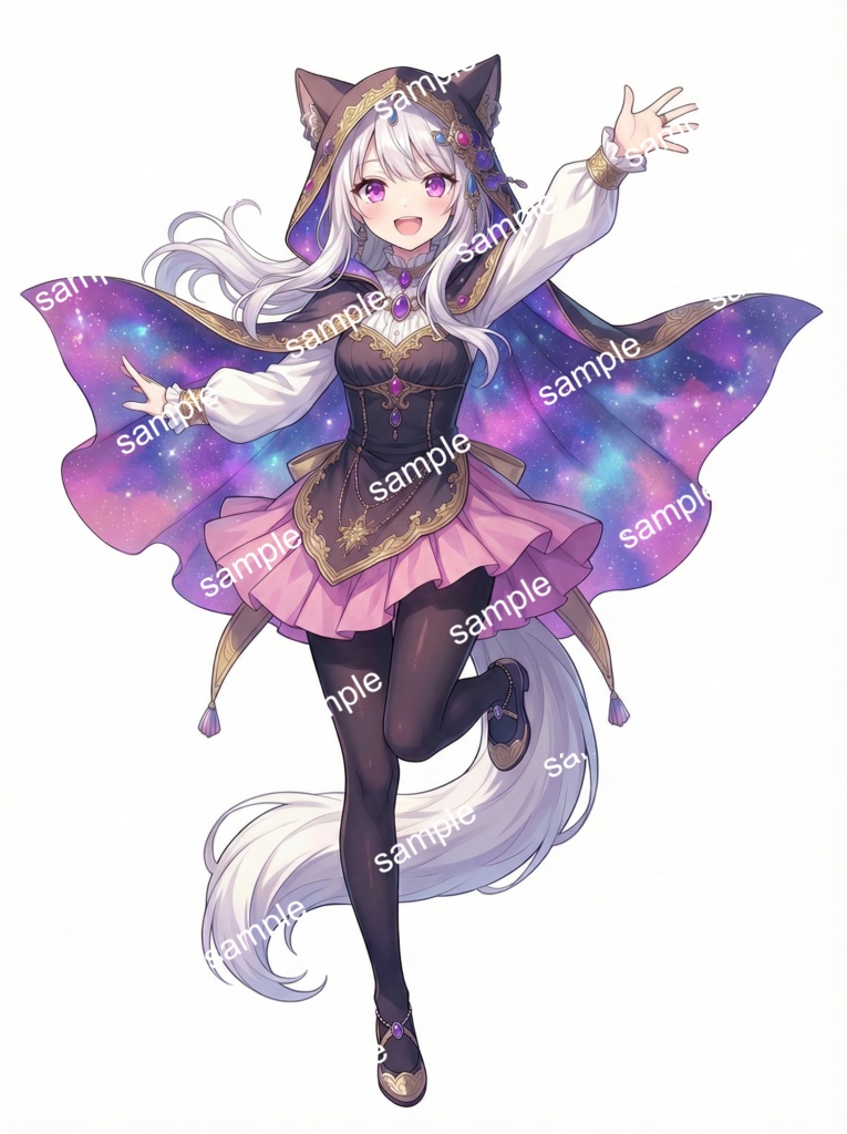 【限定1点】星空を纏う銀髪猫耳の魔法使い【Vライバーデビューフルセット】