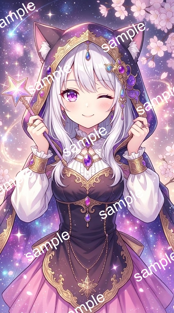 【限定1点】星空を纏う銀髪猫耳の魔法使い【Vライバーデビューフルセット】