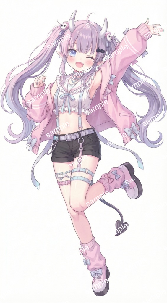 【限定1点】甘辛ミックス!地雷系ファッションの小悪魔ツインテ少女【Vライバーデビューフルセット】