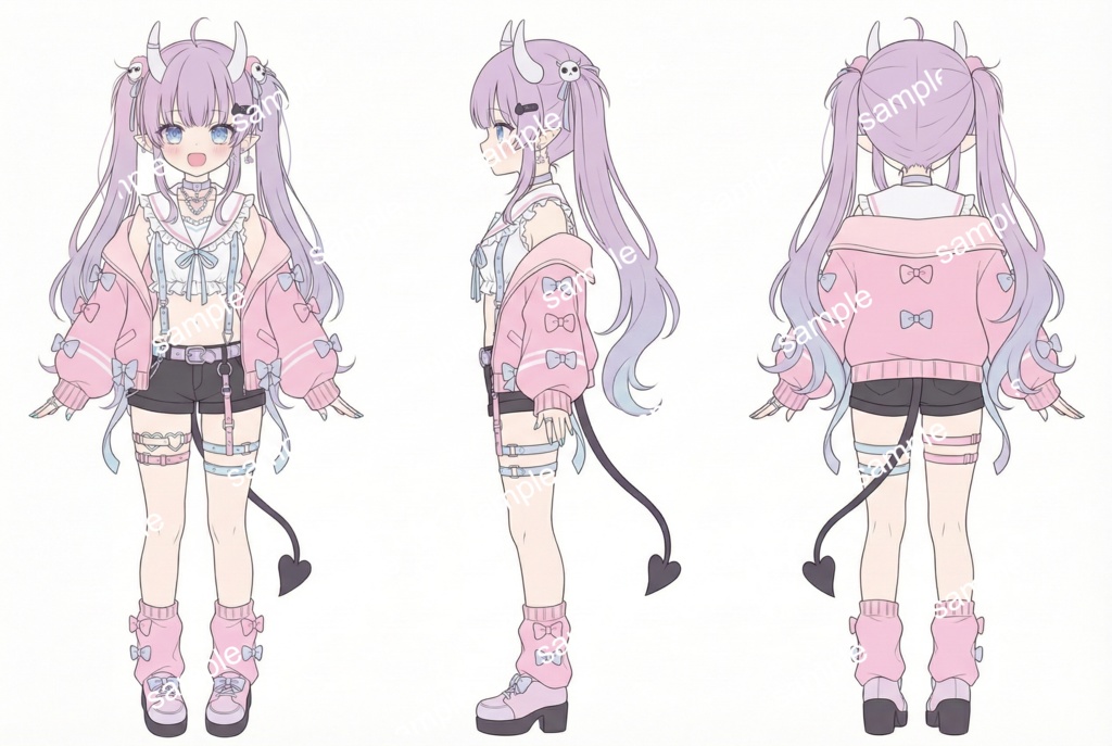 【限定1点】甘辛ミックス!地雷系ファッションの小悪魔ツインテ少女【Vライバーデビューフルセット】