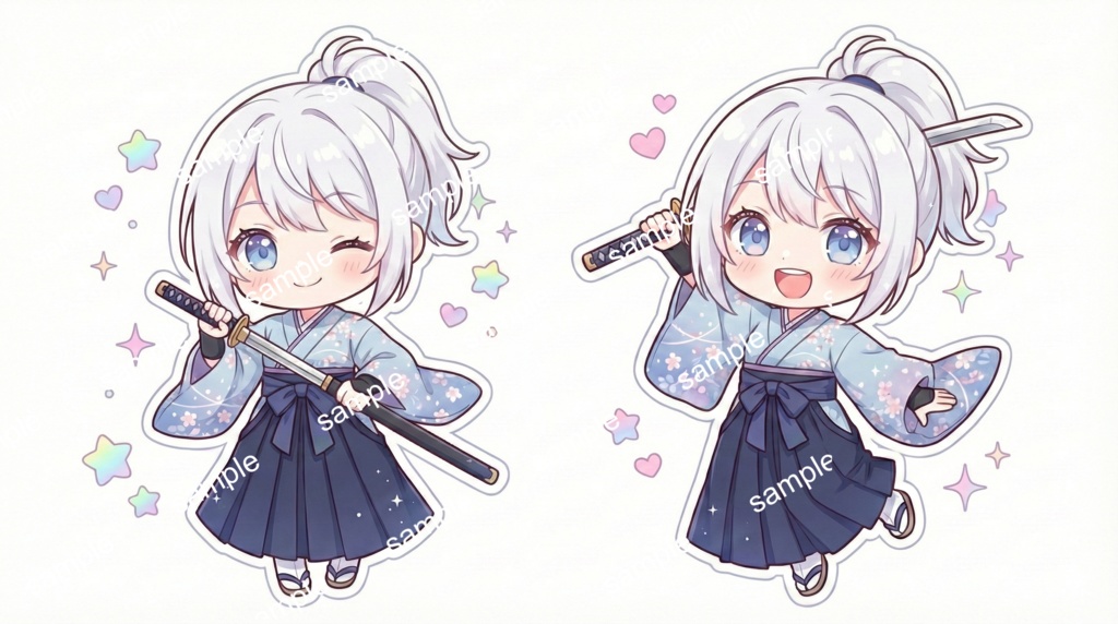 【限定1点】桜舞う銀髪の剣士!袴姿の元気なサムライ娘【Vライバーデビューフルセット】