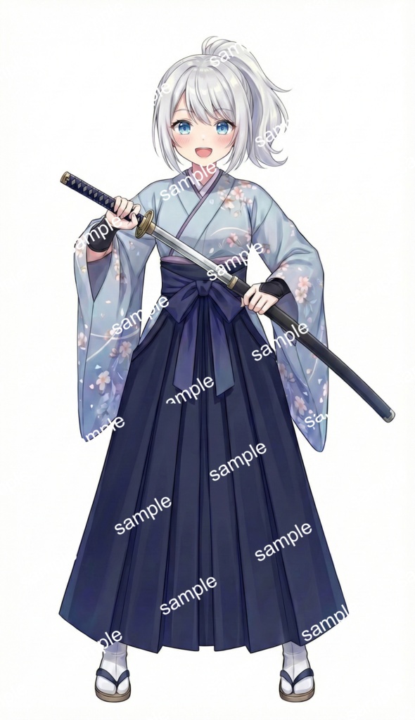 【限定1点】桜舞う銀髪の剣士!袴姿の元気なサムライ娘【Vライバーデビューフルセット】