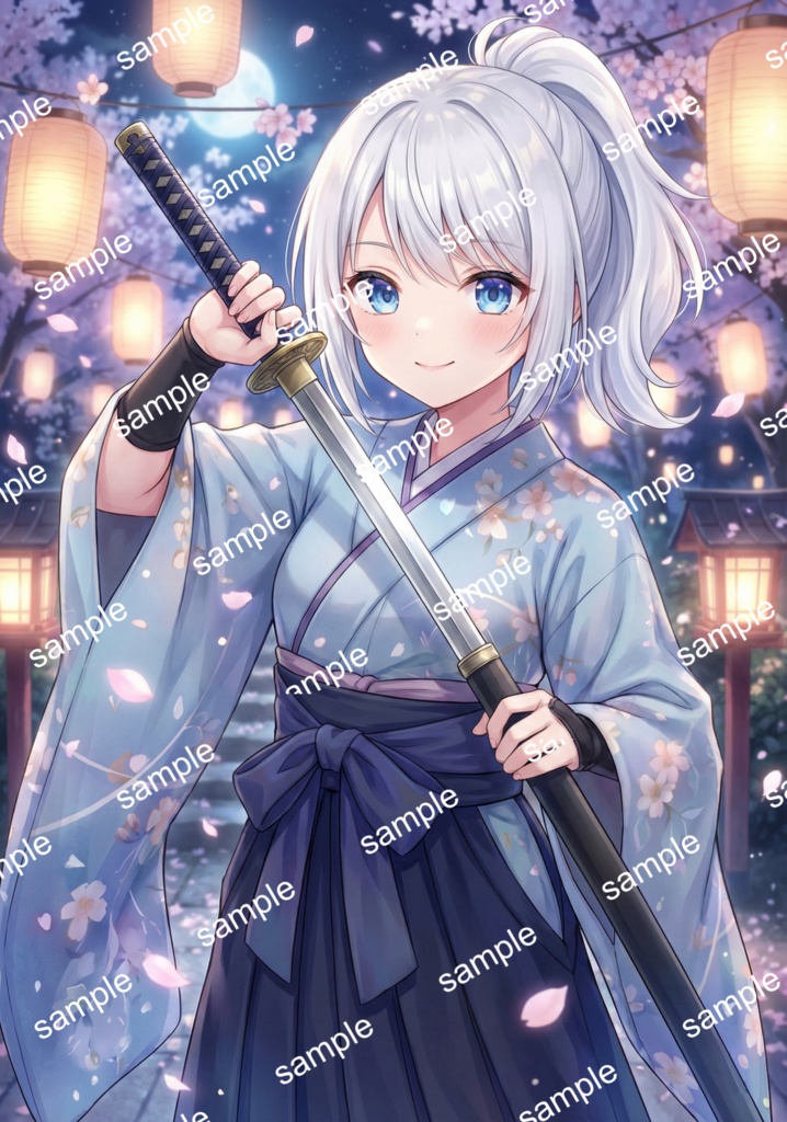 【限定1点】桜舞う銀髪の剣士!袴姿の元気なサムライ娘【Vライバーデビューフルセット】