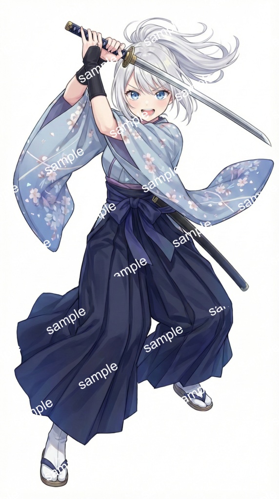 【限定1点】桜舞う銀髪の剣士!袴姿の元気なサムライ娘【Vライバーデビューフルセット】