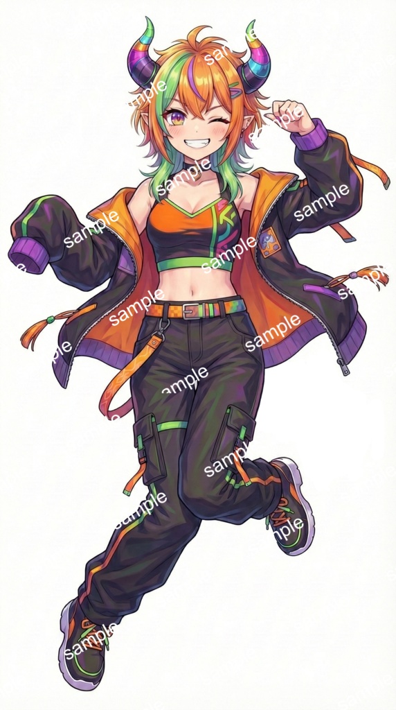 【限定1点】極彩色ストリート!ネオンカラーの元気な鬼娘【Vライバーデビューフルセット】