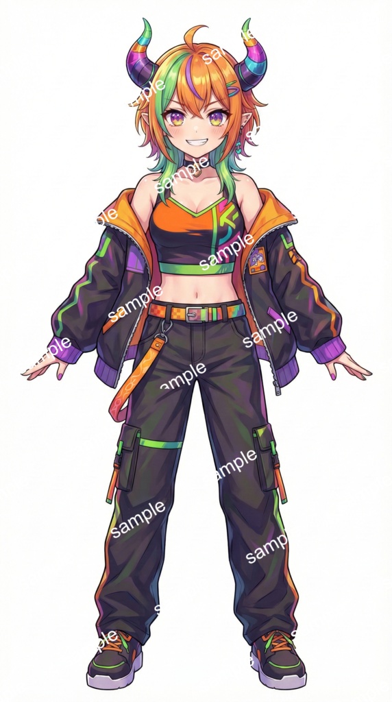 【限定1点】極彩色ストリート!ネオンカラーの元気な鬼娘【Vライバーデビューフルセット】