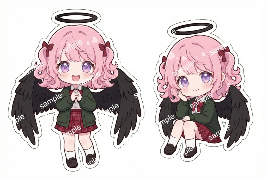 【限定1点】学校に通う堕天使!?黒翼と制服のピンク髪少女【Vライバーデビューフルセット】