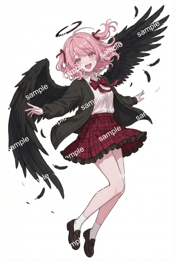 【限定1点】学校に通う堕天使!?黒翼と制服のピンク髪少女【Vライバーデビューフルセット】