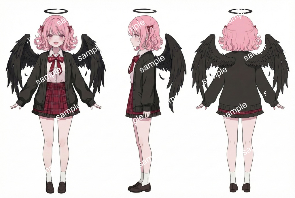 【限定1点】学校に通う堕天使!?黒翼と制服のピンク髪少女【Vライバーデビューフルセット】