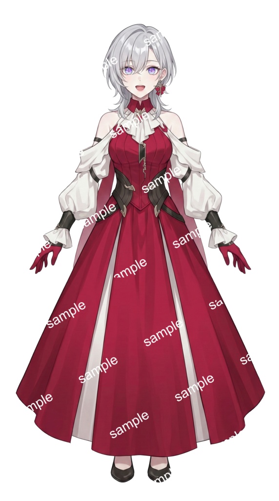 【限定1点】高貴なる銀髪の吸血鬼!?深紅のドレスを纏う麗人【Vライバーデビューフルセット】