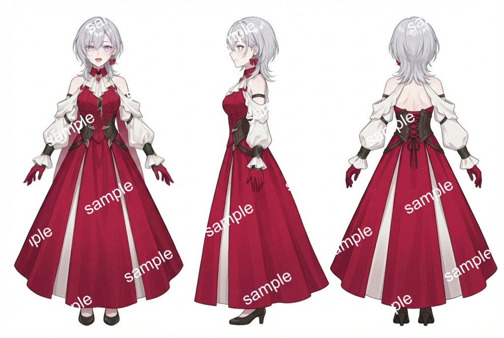 【限定1点】高貴なる銀髪の吸血鬼!?深紅のドレスを纏う麗人【Vライバーデビューフルセット】