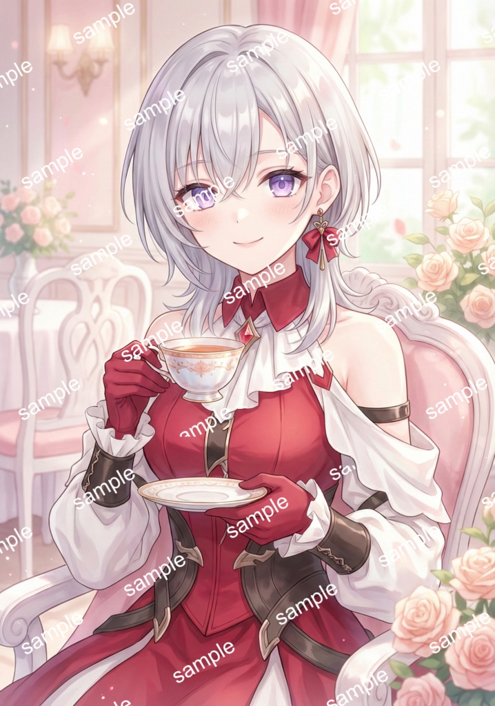 【限定1点】高貴なる銀髪の吸血鬼!?深紅のドレスを纏う麗人【Vライバーデビューフルセット】