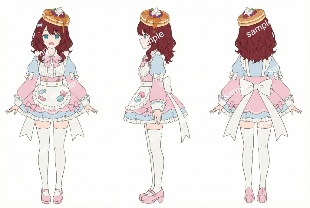 【限定1点】頭にパンケーキ!?甘くて可愛いスイーツメイド【Vライバーデビューフルセット】