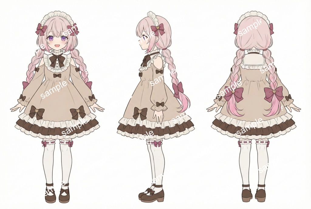 【限定1点】チョコ色クラシック!おさげ髪のロリータ少女【Vライバーデビューフルセット】